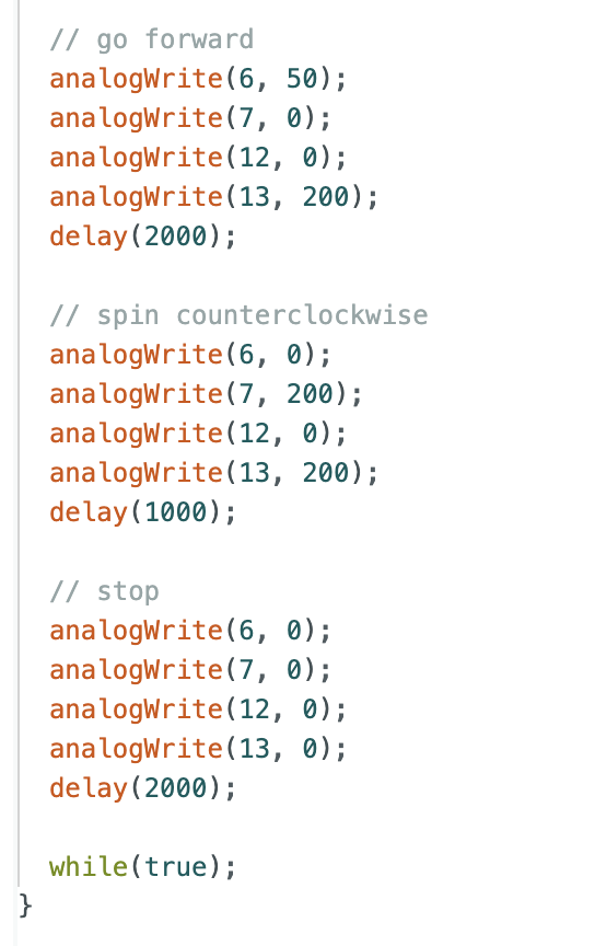 Open loop motor code