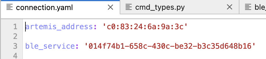 Python connection.yaml configurations